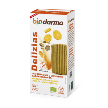 GALLETA CON CÚRCUMA, JENGIBRE Y SABOR NARANJA.